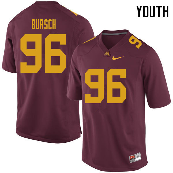 Youth #96 Nathan Bursch Minnesota Golden Gophers College Football Jerseys Sale-Maroon